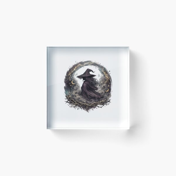 Item preview, Moonlit Witch Gothic Celestial Dark Fantasy Thorn Circle Halloween Art designed and sold by inkoutninja.