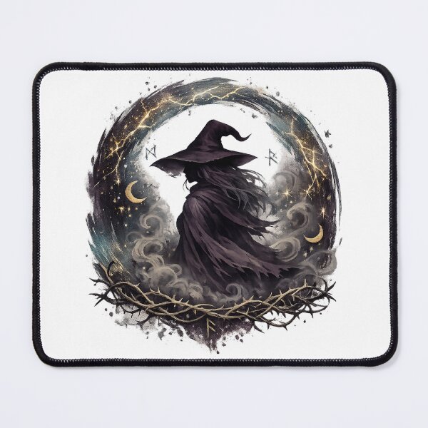 Item preview, Moonlit Witch Gothic Celestial Dark Fantasy Thorn Circle Halloween Art designed and sold by inkoutninja.