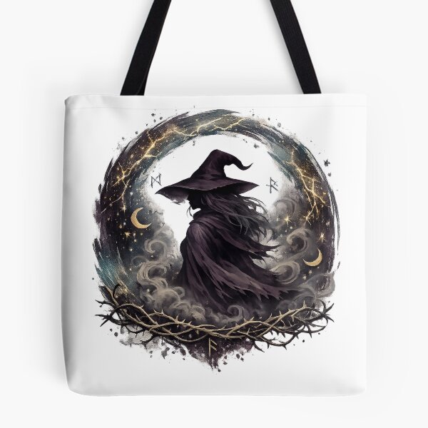Item preview, Moonlit Witch Gothic Celestial Dark Fantasy Thorn Circle Halloween Art designed and sold by inkoutninja.