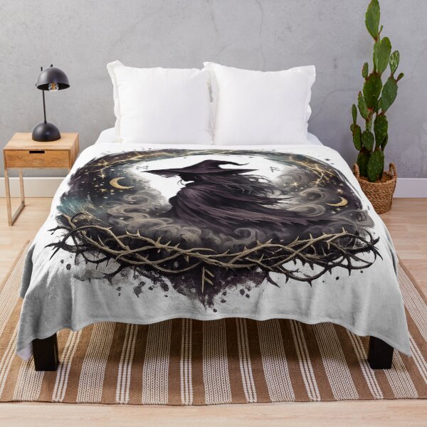 Item preview, Moonlit Witch Gothic Celestial Dark Fantasy Thorn Circle Halloween Art designed and sold by inkoutninja.