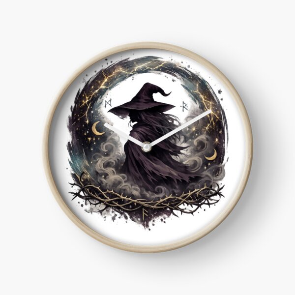 Item preview, Moonlit Witch Gothic Celestial Dark Fantasy Thorn Circle Halloween Art designed and sold by inkoutninja.