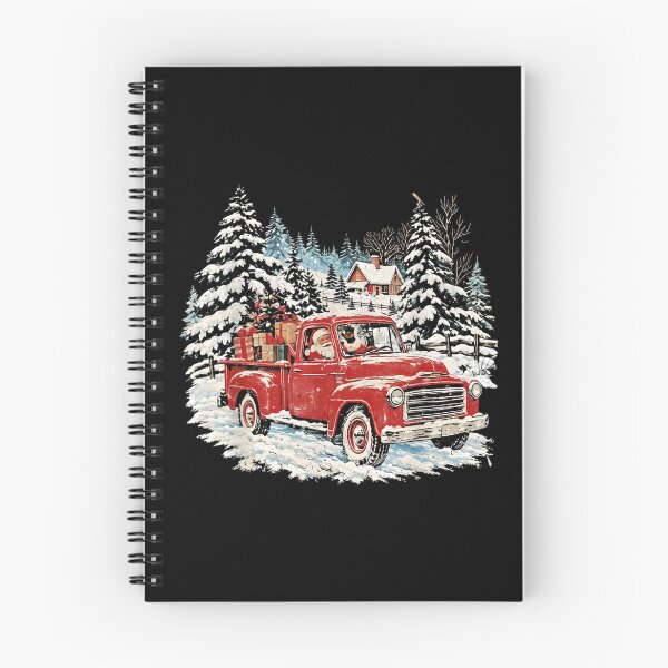Item preview, Santa Red Pickup Truck Christmas Snowy Farm Holiday Scene designed and sold by RenettaFunky.