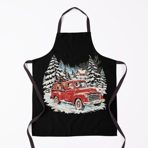 Item preview, Santa Red Pickup Truck Christmas Snowy Farm Holiday Scene designed and sold by RenettaFunky.