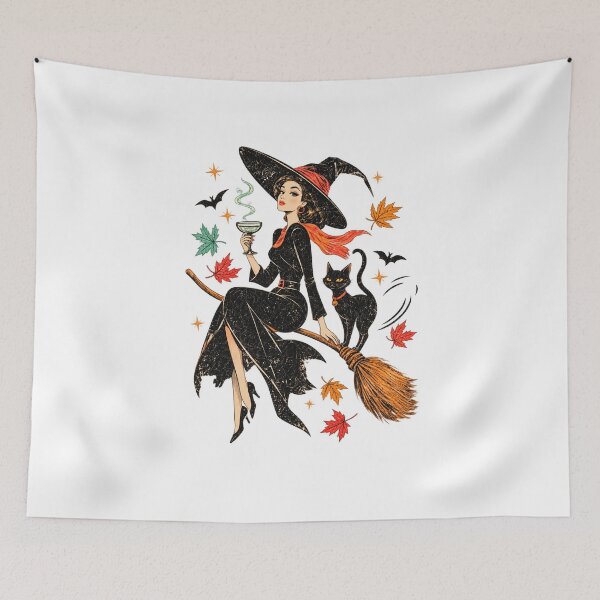 Item preview, Retro Halloween Shirt Witch Black Cat Ringer designed and sold by LorenaVirex.