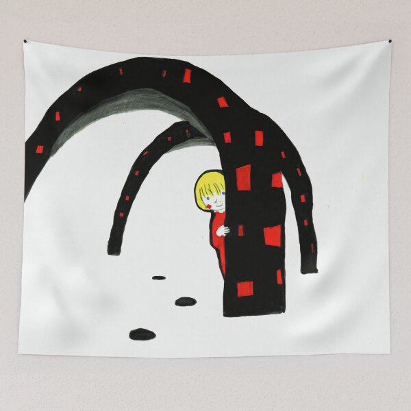 Item preview, Little Girl Peeking Behind Black Structure designed and sold by pon-pon-55.