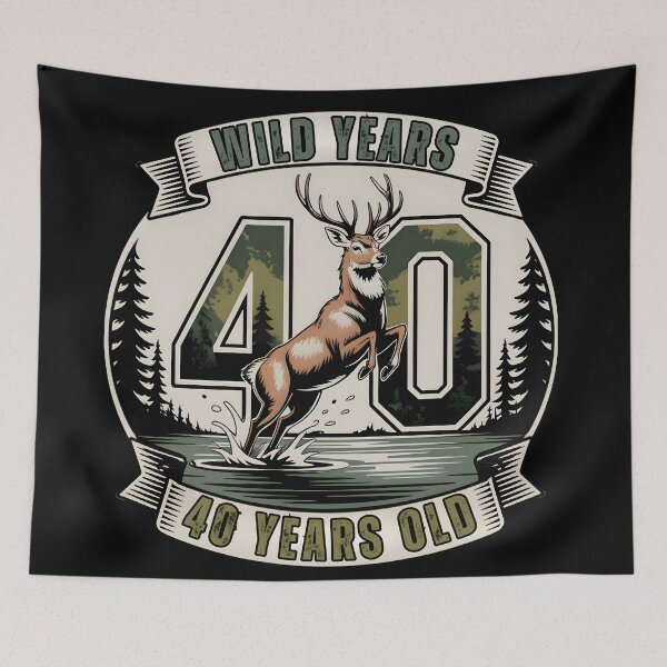 Item preview, Wild Years 40 Years Old 40th Birthday Deer Outdoors Retro Gifts designed and sold by LeSoniPapaPrint.