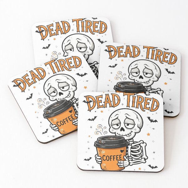 Item preview, Dead Tired Skeleton Shirt — Funny Halloween Coffee Tee designed and sold by unthinkabletees.