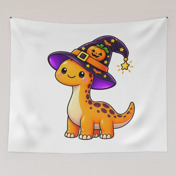 Item preview, Cute Halloween Dino Witch Hat | Kawaii Dinosaur Halloween Gift | Spooky Cute T-Shirt & Sticker Design designed and sold by thesmilngnature.
