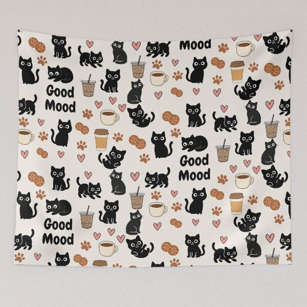Item preview,  "Good Mood" Black Cat & Coffee designed and sold by Flare-shiningray.