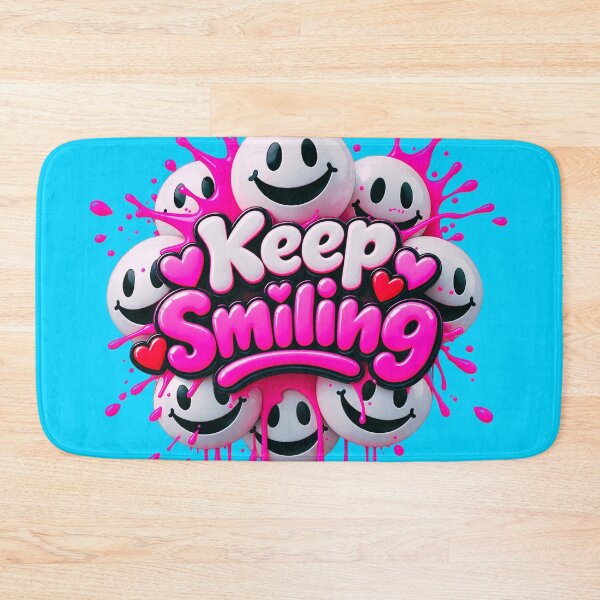 Item preview, Keep Smiling – Cute 3D Smiley Faces with Pink Splash designed and sold by IMuDesigner.