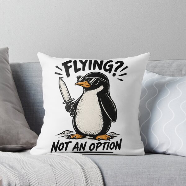 Item preview, Funny Penguin Holding Knife Illustration - Flight Was Never an Option Humorous Design designed and sold by fred2266.