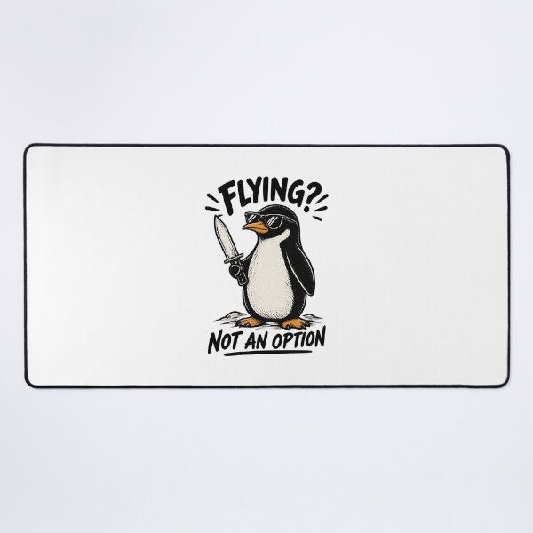Item preview, Funny Penguin Holding Knife Illustration - Flight Was Never an Option Humorous Design designed and sold by fred2266.