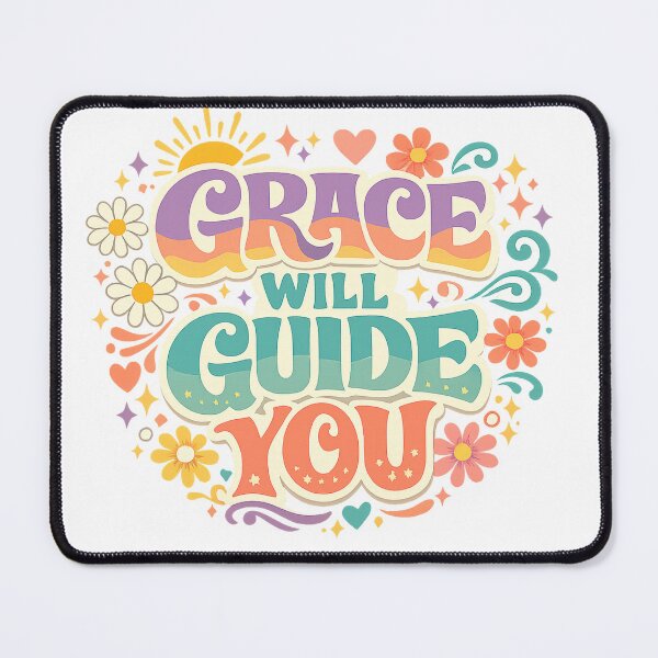 Item preview, Grace Will Guide You Retro Floral Inspirational Quote Groovy Positive Art designed and sold by inkoutninja.