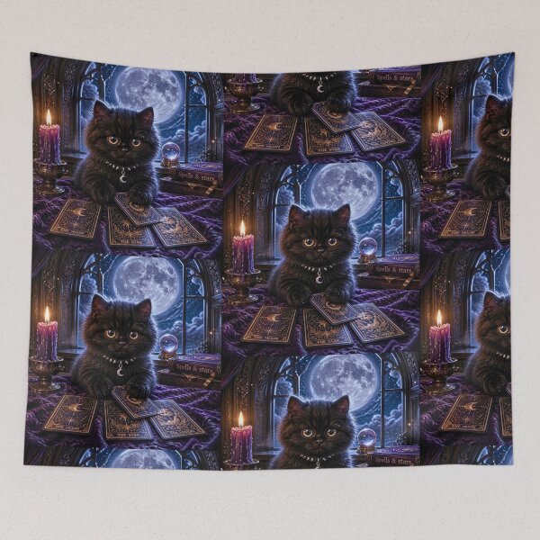 Aperçu de l'œuvre Croissant, le chat du Tarot créée et vendue par WhimsigothArt26.