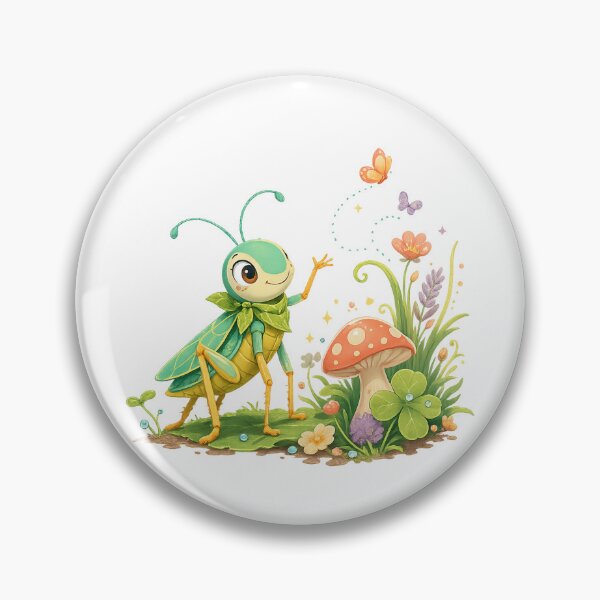 Item preview, Cute Garden Bug with Mushroom Butterflies Whimsical Cottagecore Nature Art designed and sold by inkoutninja.