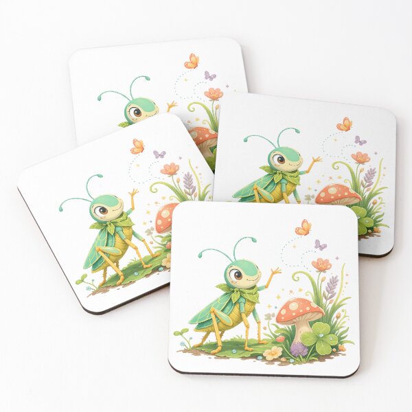 Item preview, Cute Garden Bug with Mushroom Butterflies Whimsical Cottagecore Nature Art designed and sold by inkoutninja.