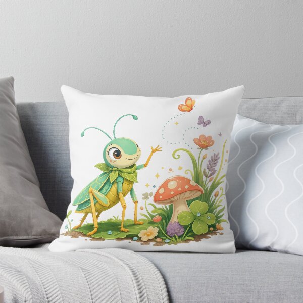 Item preview, Cute Garden Bug with Mushroom Butterflies Whimsical Cottagecore Nature Art designed and sold by inkoutninja.