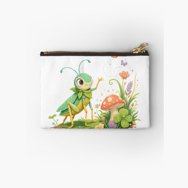 Item preview, Cute Garden Bug with Mushroom Butterflies Whimsical Cottagecore Nature Art designed and sold by inkoutninja.