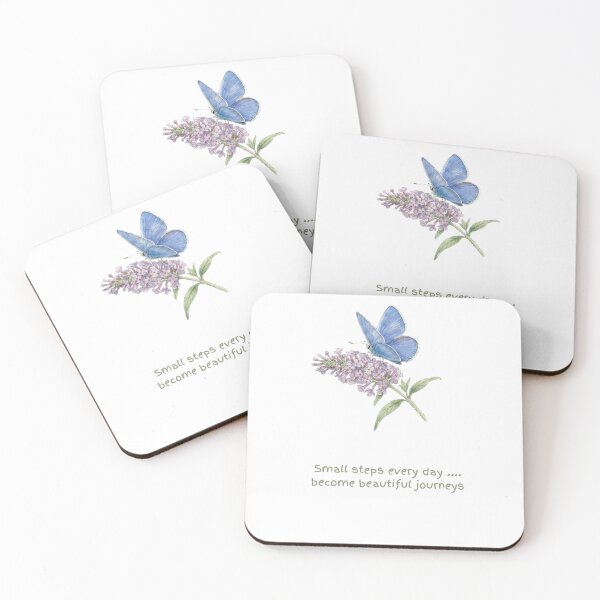 Item preview, Small Steps Every Day Watercolour Blue Butterfly designed and sold by made by Golightly x.