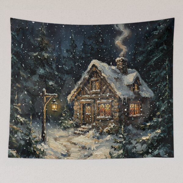 Item preview, Cozy Winter Cabin in Snowy Forest | Enchanted Woodland Cottage designed and sold by cr6zym1nd.