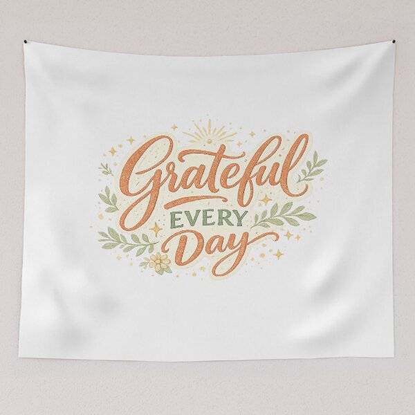 Item preview, Grateful Every Day Inspirational Quote Floral Sunshine Positive Affirmation Art designed and sold by inkoutninja.