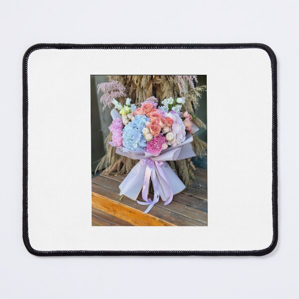 Item preview, Dreamy Blue Hydrangea and Pink Rose Floral Arrangement designed and sold by Ingr1d-M3deea.