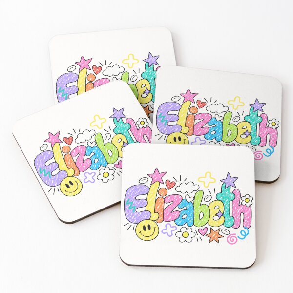 Item preview, Elizabeth Colorful Doodle Name Art – Cute Retro Crayon Style designed and sold by looplandger.