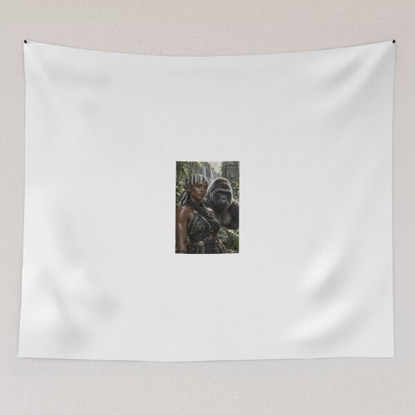 Item preview, Woman and Gorilla in Lush Jungle designed and sold by CathryneDelamort.