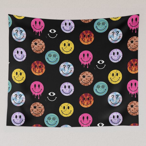 Item preview, Trippy Melting Smiley Faces Aesthetic Pattern designed and sold by MOONE FLOWER.