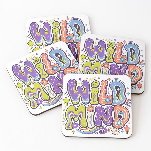 Item preview, Wild Mind Groovy Psychedelic Retro Typography Colorful Abstract Art designed and sold by inkoutninja.