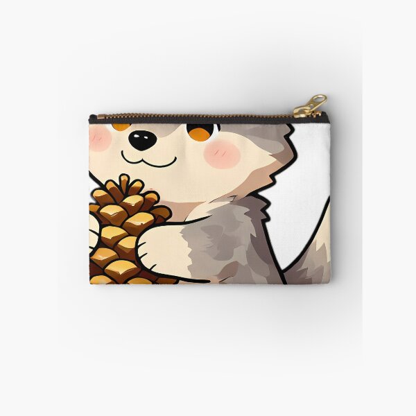 Item preview, Cute Gray Wolf Puppy Hugging Autumn Pinecone designed and sold by pumsquare.