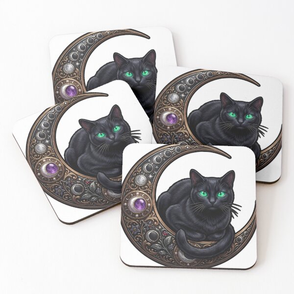 Item preview, Gothic Black Cat Obsidian Harvest Moon Altar designed and sold by IllumeInk.
