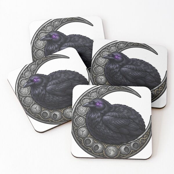Item preview, Gothic Raven Antique Pewter Harvest Moon Crescent designed and sold by IllumeInk.