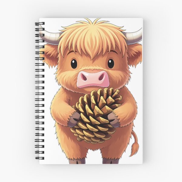 Item preview, Cute Baby Highland Cow Hugging Autumn Pinecone designed and sold by pumsquare.