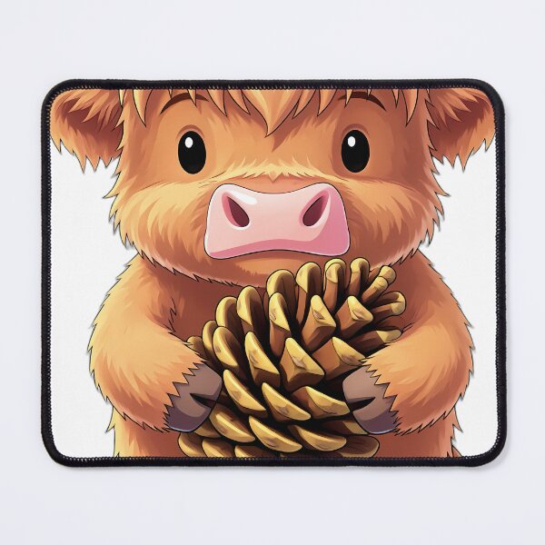 Item preview, Cute Baby Highland Cow Hugging Autumn Pinecone designed and sold by pumsquare.