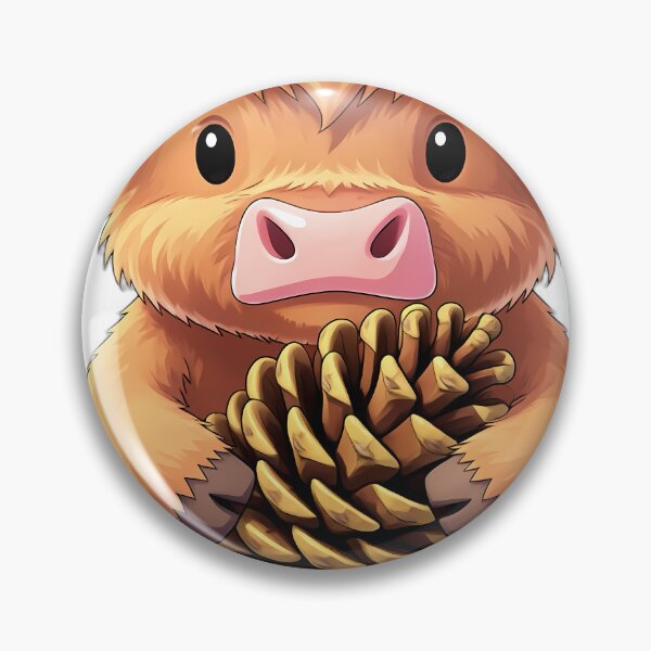 Item preview, Cute Baby Highland Cow Hugging Autumn Pinecone designed and sold by pumsquare.