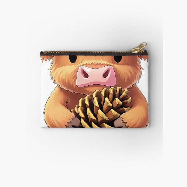 Item preview, Cute Baby Highland Cow Hugging Autumn Pinecone designed and sold by pumsquare.