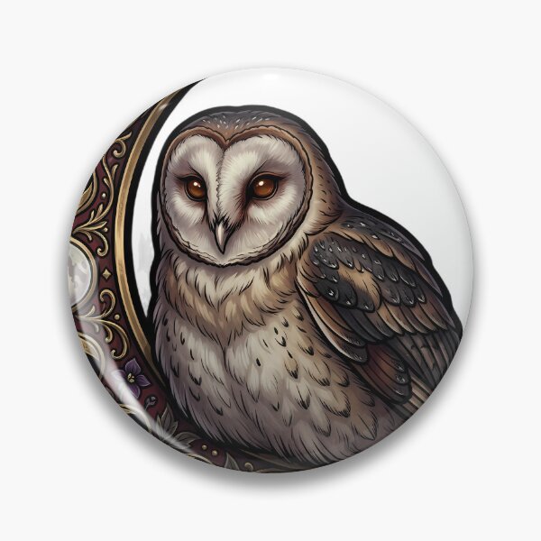 Item preview, Gothic Barn Owl Antique Brass Harvest Crescent designed and sold by IllumeInk.