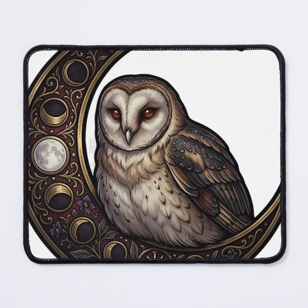 Item preview, Gothic Barn Owl Antique Brass Harvest Crescent designed and sold by IllumeInk.