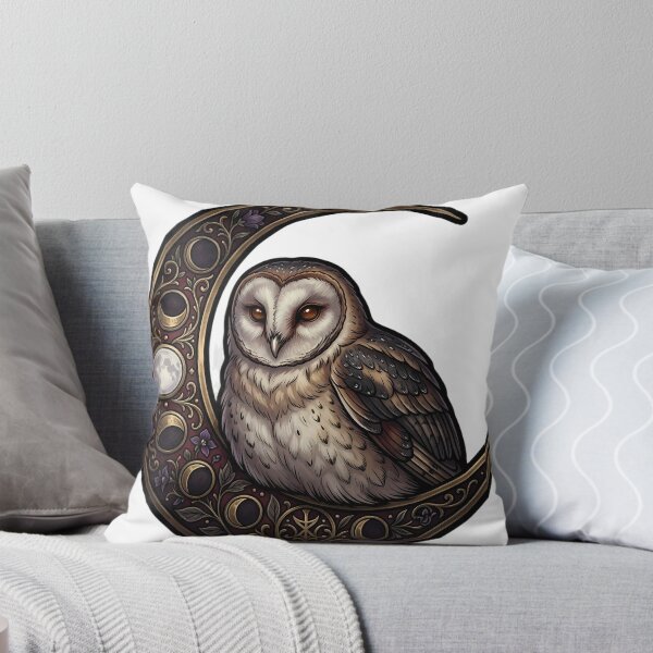 Item preview, Gothic Barn Owl Antique Brass Harvest Crescent designed and sold by IllumeInk.