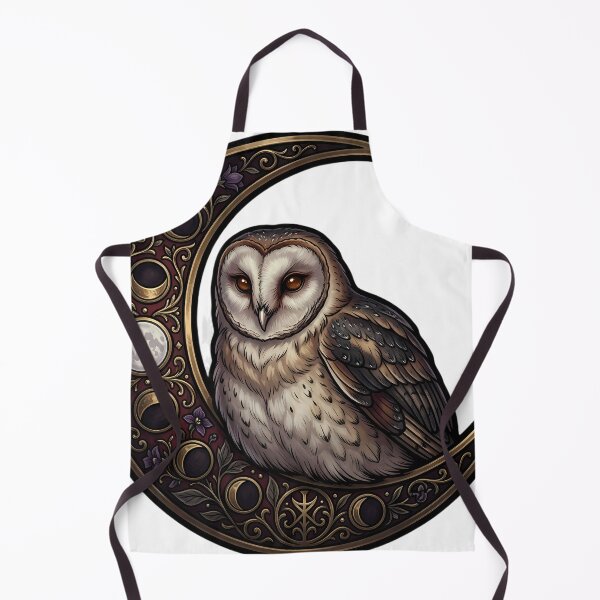 Item preview, Gothic Barn Owl Antique Brass Harvest Crescent designed and sold by IllumeInk.