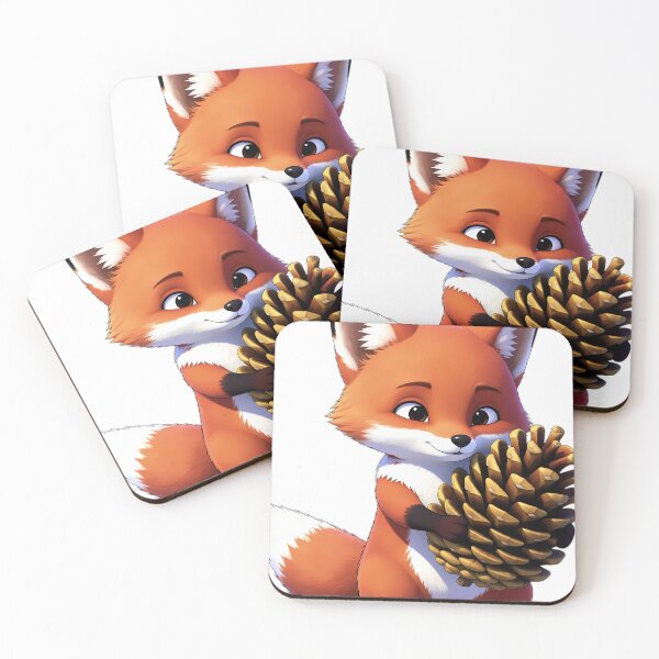 Item preview, Cute Red Fox Cub Hugging Autumn Pinecone designed and sold by pumsquare.
