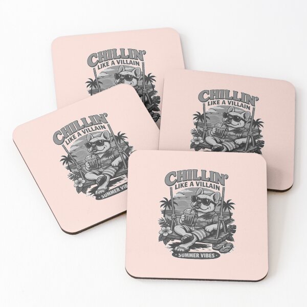 Item preview, French Buldog drink coffee on swing designed and sold by DIGOR shop.