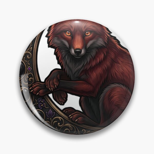 Item preview, Gothic Red Fox Carved Obsidian Harvest Moon designed and sold by IllumeInk.