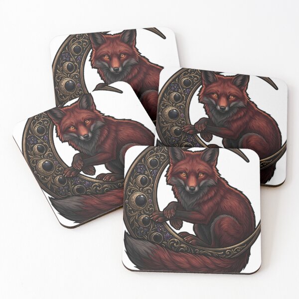 Item preview, Gothic Red Fox Carved Obsidian Harvest Moon designed and sold by IllumeInk.