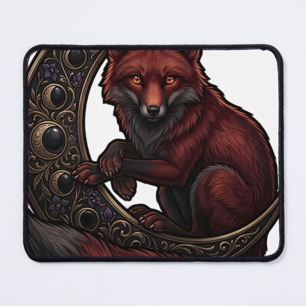 Item preview, Gothic Red Fox Carved Obsidian Harvest Moon designed and sold by IllumeInk.