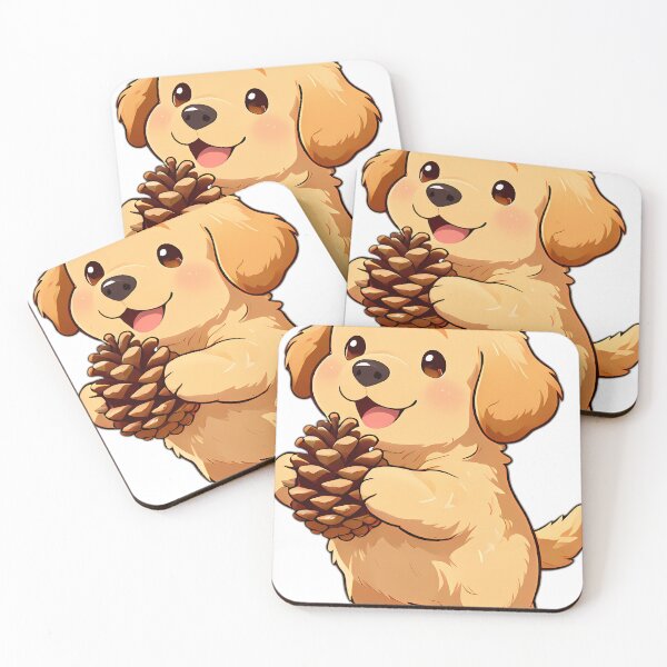 Item preview, Cute Golden Retriever Puppy Hugging Autumn Pinecone designed and sold by pumsquare.
