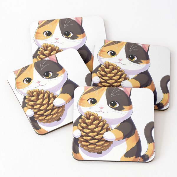 Item preview, Cute Calico Cat Hugging Autumn Pinecone designed and sold by pumsquare.