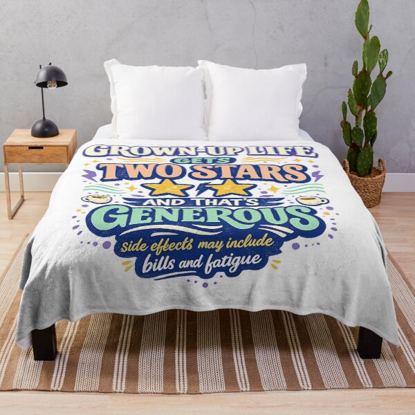 Item preview, Grown Up Life Gets Two Stars Funny Adulting Humor Bills and Fatigue Quote designed and sold by inkoutninja.