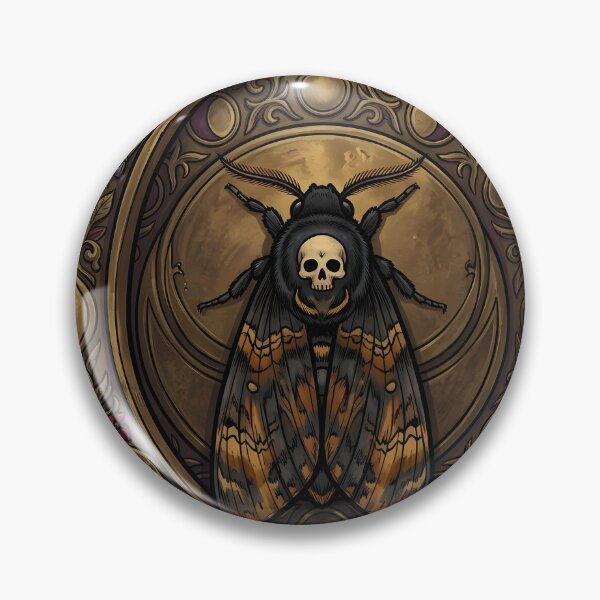 Item preview, Gothic Deaths-head Hawkmoth Carved Brass Lunar Relic designed and sold by IllumeInk.